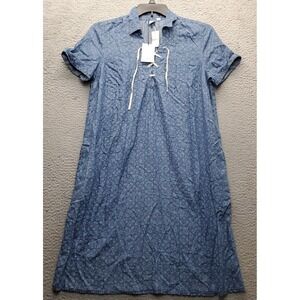 Gap Maternity Tunic Shirt Dress Women Medium Multi Floral Naturally Soft Lace Up